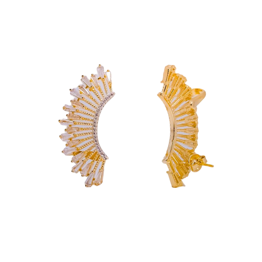 Brinco ear cuff pedraria banho em ouro 1 Brinco ear cuff pedraria banho em ouro